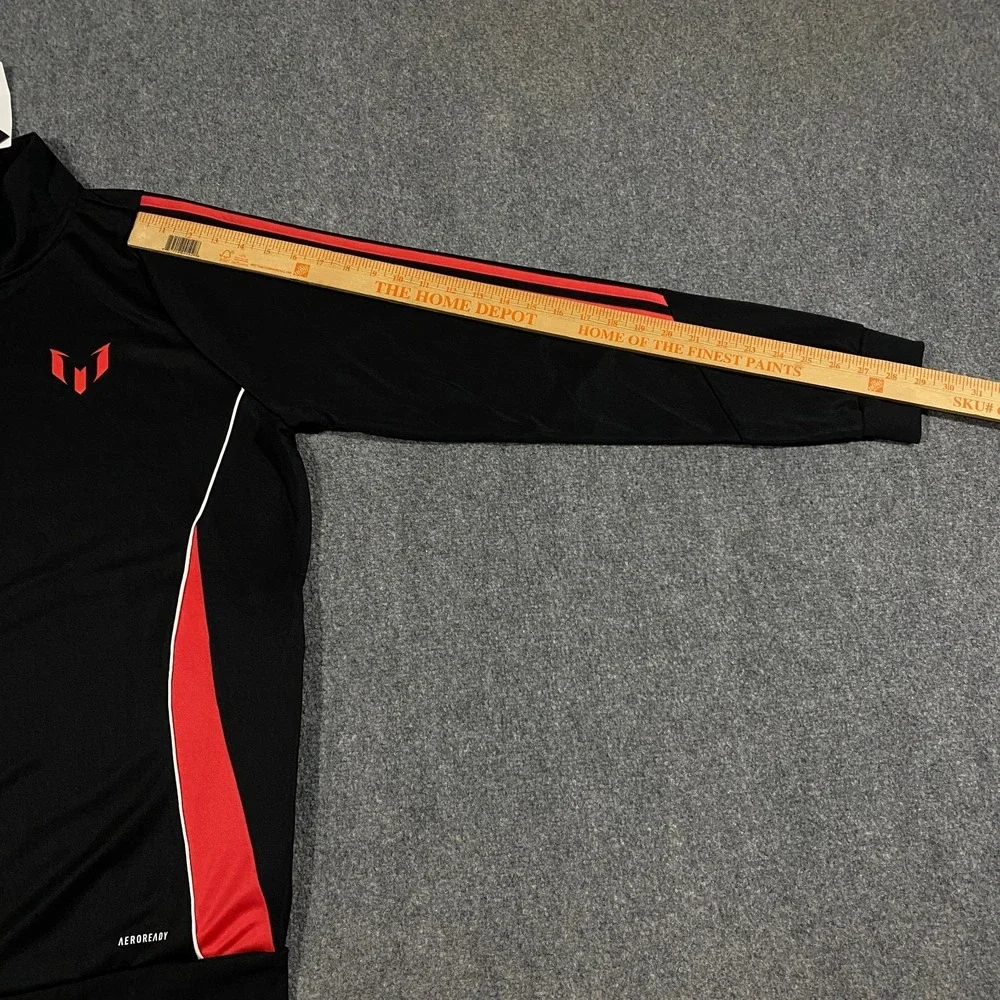 Adidas Messi Full Zip Track Jacket Adult XL Black Red Stripes Soccer Aeroready
